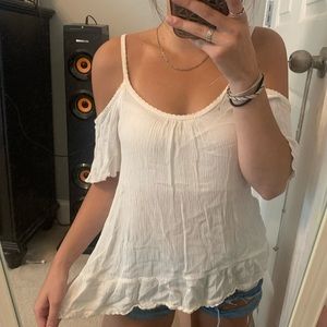 Cold shoulder white top